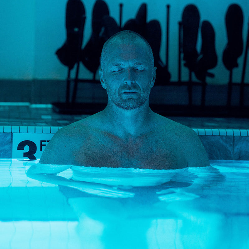 Man in Breathe Degrees studio cold plunge